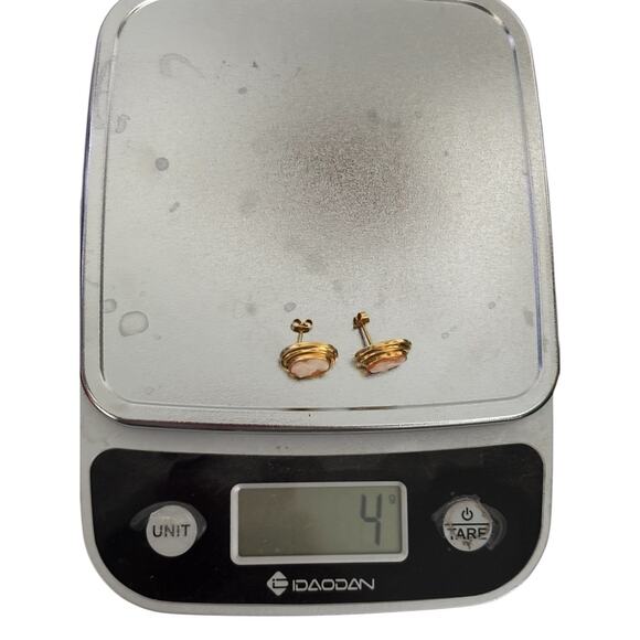 14k Yellow Gold Oval Carved Shell Italian Lady Head Cameo Earrings 4.0 Gram Vtg - Picture 9 of 12